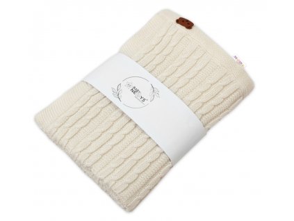147881 278574 bambusova deka pro miminko teddy 80x100cm vzor pleteny cop ecru smetanova