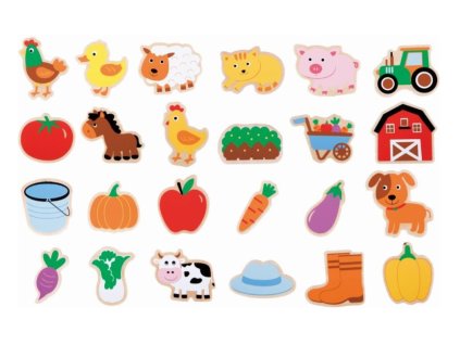 lelin drevena magneticka sada farma 24ks