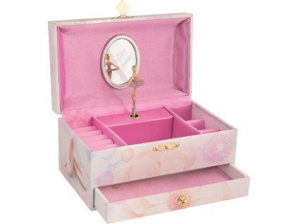 hraci skrinka sperkovnice s suplikem labuti jezero svetle ruzova