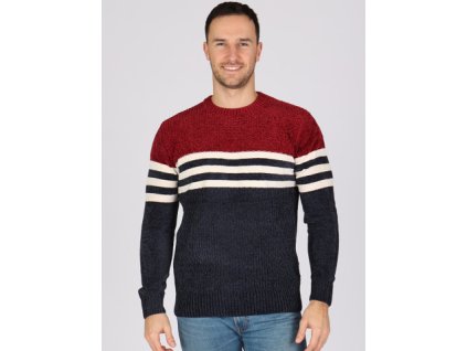 Pánský svetr PERUN vínovo/modrý (Velikost L)