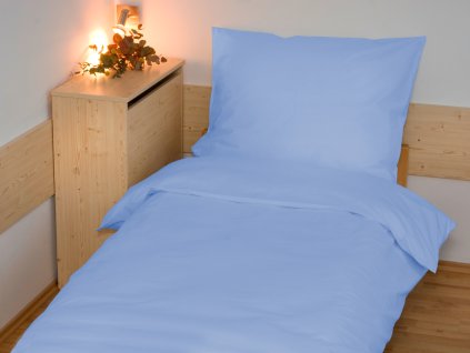 Prodloužené povlečení bavlna UNI 140x220, 70x90cm světle modré (Zapínání nitěný knoflík)