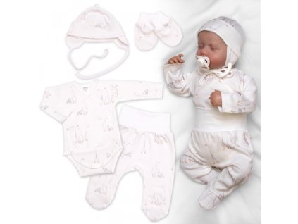 Sada oblečení pro miminko, 4D, bavlna, Husičky, smetanové (Velikost 68 (3-6m))