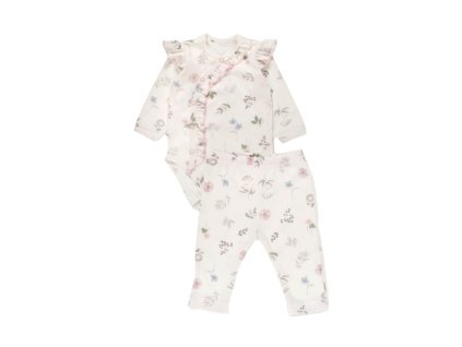 Zavinovací body + legíny, 2D sada, Botanika, bílá/růžová (Velikost koj oblečení 56 (1-2m))