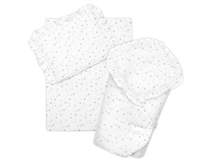 sada pro panenku 3d zavinovacka perinka a polstarek hvezdicky bila seda