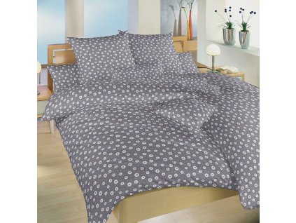 Povlečení bavlna Anežka bílá na tmavě šedém (Varianta Povlečení bavlna Anežka bílá na tmavě šedém 140x200, 70x90 cm, Značka Dadka)