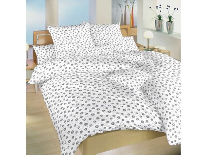 Povlečení bavlna Anežka tmavě šedá na bílém (Varianta Povlečení bavlna Anežka tmavě šedá na bílém 140x200, 70x90 cm)