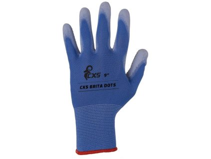 Rukavice CXS BRITA DOTS, máčené v PU a PVC terčíky (velikost 06)
