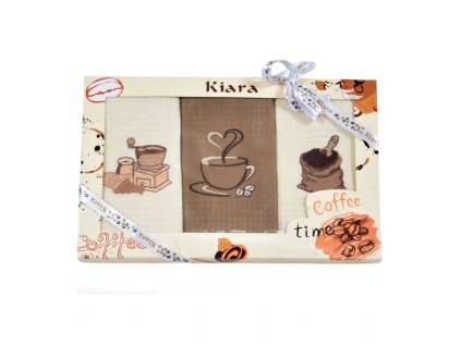 Dárková sada utěrek Kiara Coffee time 3 ks (Varianta Dárková sada utěrek Kiara Coffee time 50x70 cm 3 ks)
