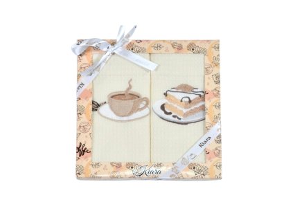 Dárková sada utěrek Kiara Šálek kávy a dezert 2 ks (Varianta Dárková sada utěrek Kiara Šálek kávy a dezert 50x70 cm 2 ks, Značka Dadka)