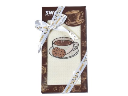 Dárkové balení utěrky SWAN Káva a sušenky 1 ks (Varianta Dárkové balení utěrky SWAN Káva a sušenky 50x70 cm 1 ks)