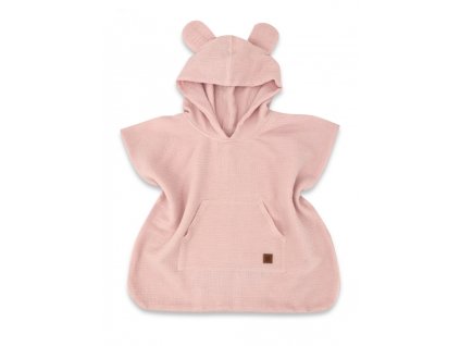 Dětské mušelínové pončo lux s kapucí Teddy, rychleschnoucí, pudrově růžové (Velikost koj oblečení 86/104)