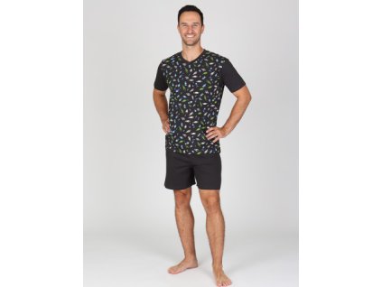 Pánské krátké pyžamo P TRISTAN s motivem ryb (Velikost L)