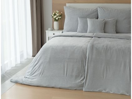 Matějovský povlečení Bavlněný mikroplyš PREMIUM SVĚTLE ŠEDÝ Bavlněný mikroplyš (Materiál Bavlněný mikroplyš, Rozměr 1x povlak peřina 140/200 + 1x povlak na polštář 70/90)