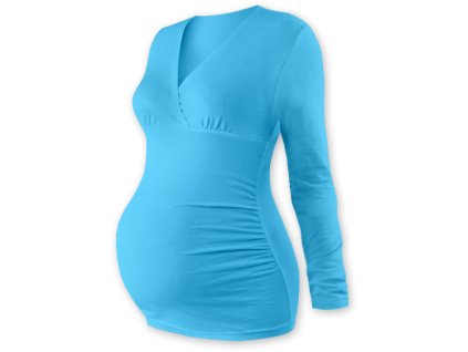JOŽÁNEK Těhotenské triko/tunika dlouhý rukáv EVA - tyrkys (Velikost oblečení M/L)