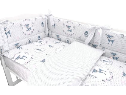 BABY NELLYS 3-dílná sada Mantinel s povlečením, Koloušek, tečky, tm. máta (Velikost povlečení 135x100)