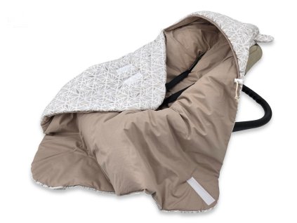 oteplena zavinovaci deka s kapuci bavlna 90 x 90 cm bezova se vzorem