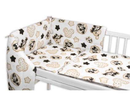 Mantinel s povlečením do postýlky, 3D sada Myška Retro - bílá s potiskem (Velikost povlečení 120x90)