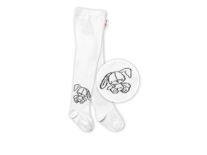 Baby Nellys Dětské bavlněné punčocháče Cute Bunny - bílé (Velikost 80/86 (12-18m))