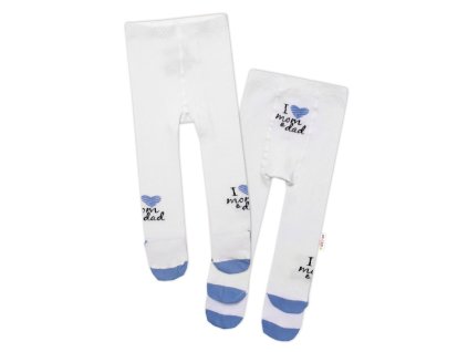 Baby Nellys Bavlněné punčocháče I love mom & dad - modré (Velikost 80/86 (12-18m))