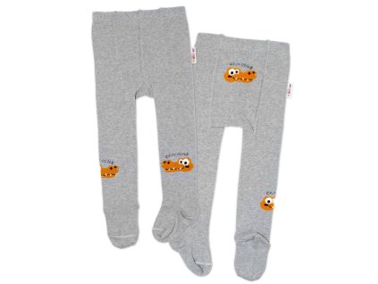 Baby Nellys Dětské punčocháče bavlněné, Crocodiles - šedá, hořčice, 1ks (Velikost 104/110 (3-5r))