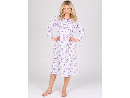 Dámská noční košile P KASANDRA fialová kytka (Velikost L)