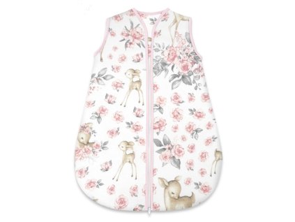 spaci vak bavlna celorocni na zip 74 cm srnka a ruze ruzova