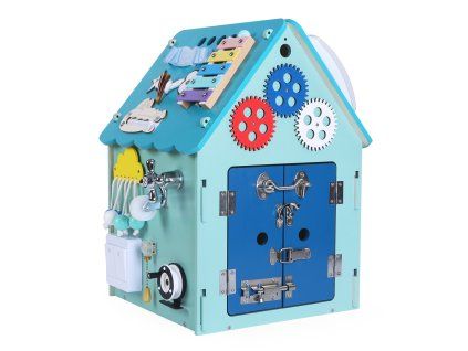 montessori activity board domecek modry