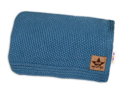 bavlnena deka decka pletena basic 80x90cm navy