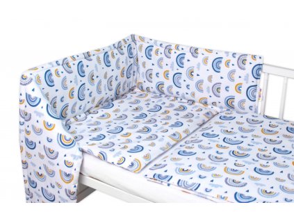 Mantinel s povlečením 3D - Duha, modrá, Baby Nellys (Velikost povlečení 120x90)