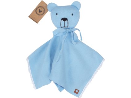 mazlik pritulnicek pro miminka z z medvidek s krajkou modry