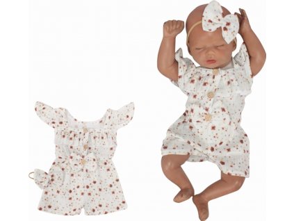 Body s nohavičkami kr. rukáv + čelenka, mušelín, 2D sada, Z&Z, bílá (Velikost koj oblečení 56 (1-2m))