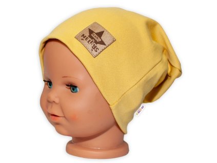 Dětská funkční čepice s dvojitým lemem - hořčicová (Velikost 98 (2-3r))