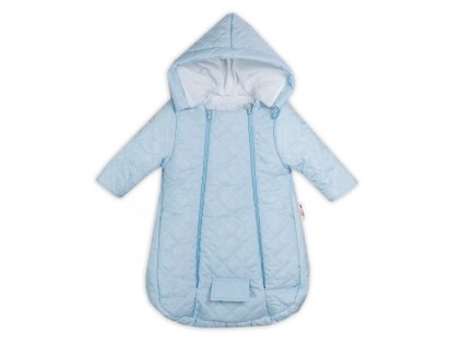Kombinézka s kapucí do autosedačky, kočárku Lux Baby Nellys ®prošívaná - modrá (Velikost koj oblečení 56 (1-2m))