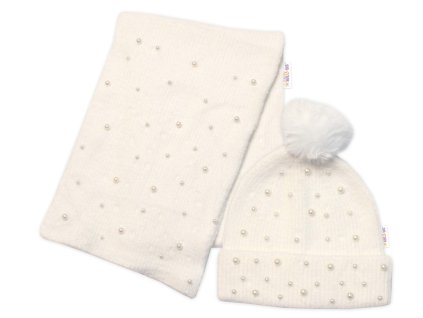 zimni cepice s bambuli sal pearls baby nellys smetanova vel 54 58