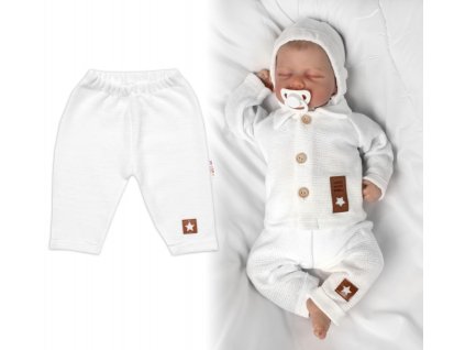 Pletené kalhoty Hand Made Boy, Baby Nellys, bílé (Velikost koj oblečení 56 (1-2m))