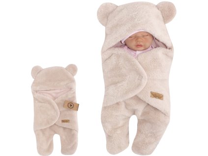 chlupackova zavinovacka s kapuci a nozickama z z medvidek pudrove ruzova