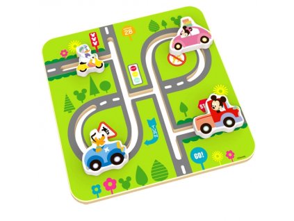 Disney dřevěný motorický labyrint Mickeyho svět, 30 x 30 x 3 cm
