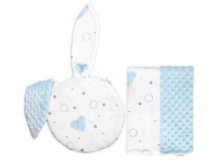 sada do kocarku s ousky 2d minky bavlna i love boy baby nellys modra bila