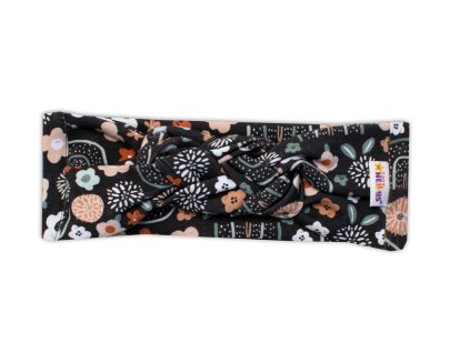 Hand Made Dvouvrstvá proplétaná čelenka Palouček, grafit (Velikost 56/62 (0-3m))