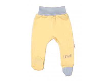 Kojenecké polodupačky, žluté - Love, vel. 50 (Velikost koj oblečení 50 (0-1m))
