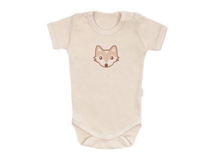 Mamatti Kojenecké body kr. rukáv, Baby Fox - béžová (Velikost 74 (6-9m))