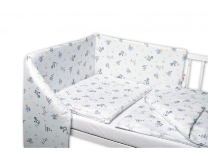 Baby Nellys 3-dílná sada, mantinel s povlečením Hračky - bílá (Velikost povlečení 120x90)