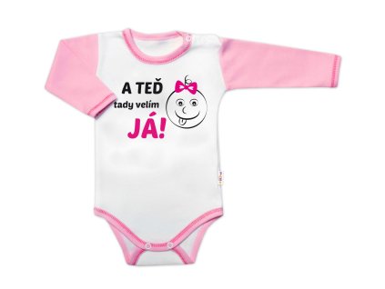 Baby Nellys Body dlouhý rukáv s vtipným textem, A TEĎ tady velím JÁ! Holka (Velikost 74 (6-9m))