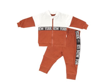 Mamatti Dětská tepláková souprava zapínání na zip, Baby Fox - hnědá/béžová (Velikost 104 (3-4r))