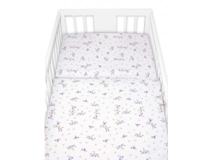 Povlečení do postýlky, 2D sada bavlna - Levandule, Baby Nellys, bílá/fialová (Velikost povlečení 120x90)