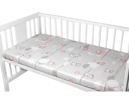 Prostěradlo do postýlky 120x60cm, bavlna Premium, Good night Animals GIRL, šedé (Rozměry 1 140x70)