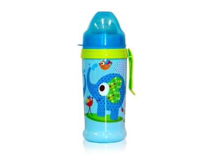 Netekoucí láhev Lorelli s pítkem 360 ML, klip ZOO BLUE