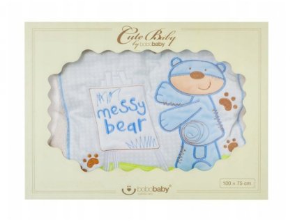 143137 262643 detska deka dvouvrstva bear bobobaby kremova modra