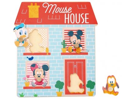Dřevěné Disney puzzle,domeček pro nejmenší Mickey a přátelé, 24 x 30 cm