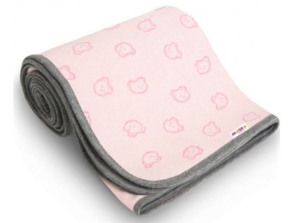 129417 227233 baby nellys celorocni bavlnena decka medvidek 100 x 120 cm ruzova